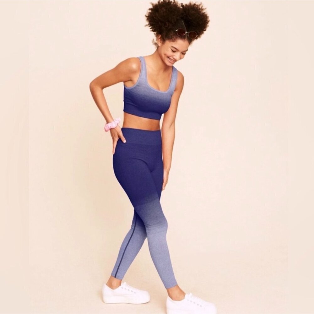 Adore Me Earth Republic Lilah Blue Purple Ombre Leggins Sports Bra Set Small